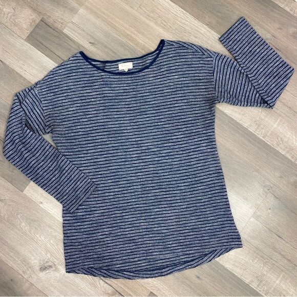 Lou & Grey Striped Knit Tunic Pullover Top Blue Large - Picture 10 of 11